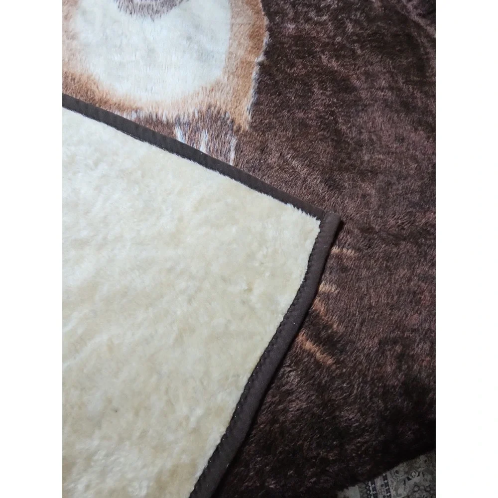 Fuzzy Plush Fox Blanket Reversible Fleece Safari Weavers Woodlands 60x50 Vintage